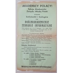 Związek Młodej Polski - Akademicy Polacy! [zebranie, 1937?]