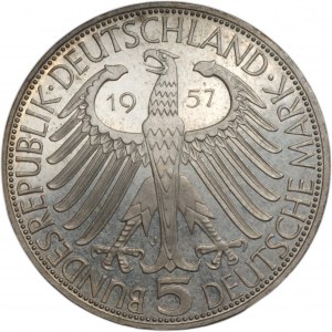 GERMANY - 5 marks 1957 (J) Joseph von Eichendorff