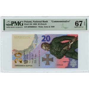 20 złotych 2020 - Bitwa Warszawska - PMG 67 EPQ - niski nr 0000844