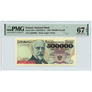 500,000 zloty 1993 - L series - PMG 67 EPQ