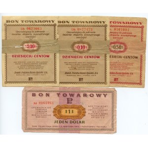 PEWEX zestaw 4 sztuk bonów towarowych - 10 centów, 50 centów, 1 dolar 1960