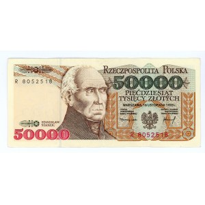 20.000 Zloty 1989 ser. AB, 50.000 PLN 1993 ser. R und 100.000 PLN 1990 ser. AA ( 3 Stück)