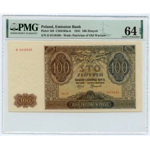 100 złotych 1941 - seria D - PMG 64 EPQ
