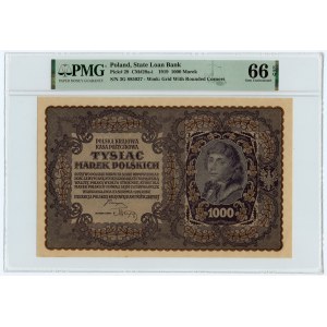 1 000 polských marek 1919 - III. série G - PMG 66 EPQ