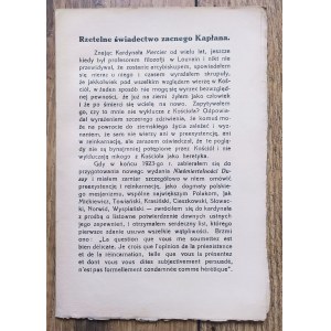 Lutosławski Wincenty • Rzetelne świadectwo zacnego Kapłana (Mercier'a)