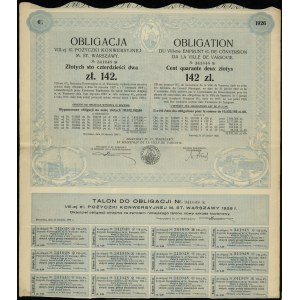 Republik Polen (1918-1939), Anleihe VIII-ma 6% Umwandlungsanleihe für 142 Zloty, 25.01.1930, Warschau