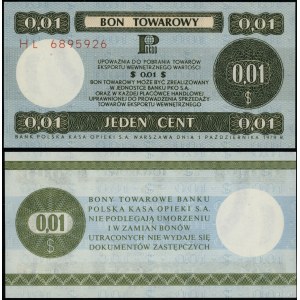 Polska, bon na 1 cent (0.01 dolara), 1.10.1979