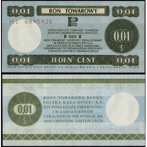 Poľsko, poukážka na 1 cent (0,01 USD), 1.10.1979
