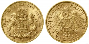 Germany, 20 marks, 1913 J, Hamburg