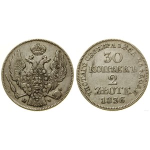 Poland, 30 kopecks = 2 zlotys, 1836 MW, Warsaw