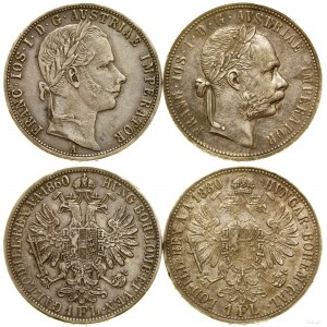 Austria, zestaw: 2 x floren, 1860 i 1880, Wiedeń