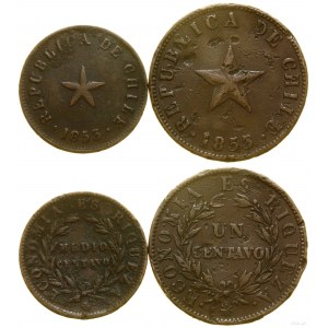 Chile, série 2 mincí, 1853