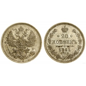 Rusko, 20 kopejok, 1861 СПБ ФБ, Sankt Peterburg