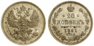 Rosja, 20 kopiejek, 1861 СПБ ФБ, Petersburg