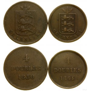 Wielka Brytania, lot 2 monet o nominale 4 doubles, 1830, 1864