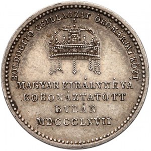 Austria, Żeton koronacyjny Elżbiety Bawarskiej (Sissi) 1867