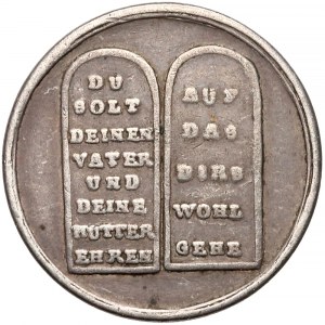 Hamburg, Żeton / Dukat w srebrze XVIII w. - IV przykazanie, Dekalog - inny