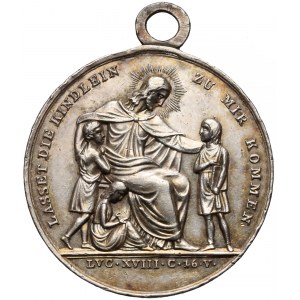 Medal chrzcielny, niemiecki - polska dedykacja z data 1834