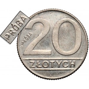 Próba MIEDZIONIKIEL 20 złotych 1989 - duży napis równolegle - b. rzadka