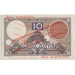 WZÓR 10 złotych 1919 - S.4 A - niski nadruk i perforacja pozioma - ILUSTROWANY w katalogu Miłczaka - PMG 58