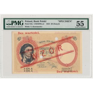 WZÓR 20 złotych 1924 - II EM.A - PMG 55