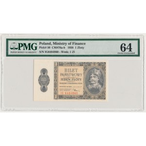 1 złoty 1938 Chrobry - IG - PMG 64