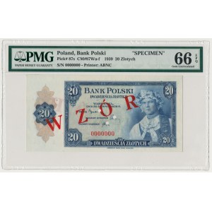 ABNCo 20 złotych 1939 - WZÓR 0000000 - PMG 66 EPQ