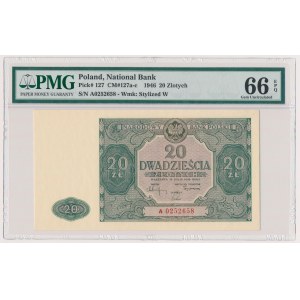 20 złotych 1946 - A - mała litera - PMG 66 EPQ