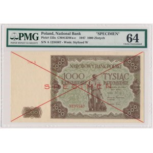 SPECIMEN 1.000 złotych 1947 - Ser.A - PMG 64