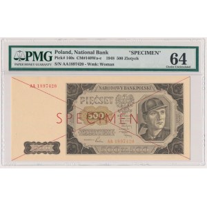 SPECIMEN 500 złotych 1948 - AA - PMG 64