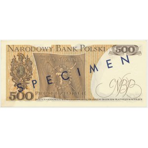 500 złotych 1974 - A 0000000 - nadruk SPECIMEN tylko na rewersie