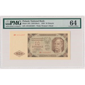 10 złotych 1948 - AW - PMG 64