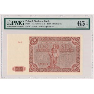 100 złotych 1947 - Ser.F - mała litera - PMG 65 EPQ