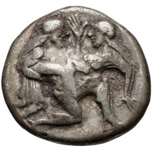 Grecja, Tracja, Thasos, Stater (520-500pne) Satyr z nimfą