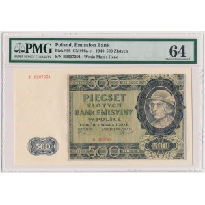 500 złotych 1940 - B - PMG 64
