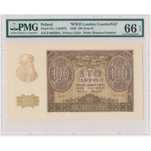 100 złotych 1940 - Ser.B - Falsyfikat ZWZ - PMG 66 EPQ