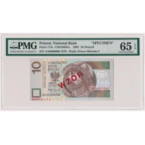 WZÓR 10 złotych 1994 - AA 0000000 - Nr 1679 - PMG 65 EPQ