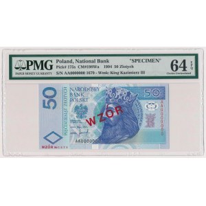 WZÓR 50 złotych 1994 - AA 0000000 - Nr 1679 - PMG 64 EPQ