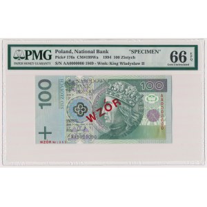 WZÓR 100 złotych 1994 - AA 0000000 - Nr 1869 - PMG 66 EPQ