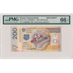 WZÓR 200 złotych 1994 - AA 0000000 - Nr 1869 - PMG 66 EPQ