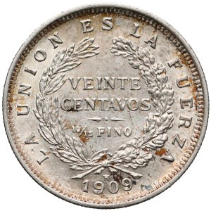 Boliwia, 20 centavos 1909-H 