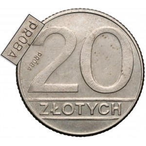 Próba MIEDZIONIKIEL 20 złotych 1989 - napis odwrotnie - b. rzadka