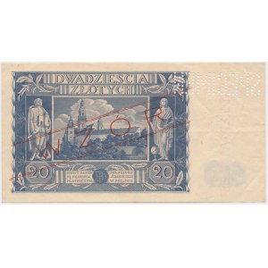 WZÓR 20 złotych 1936 - AH - perforacja