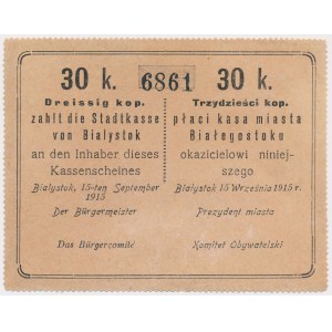 Białystok, 30 kopiejek 1915 - blankiet z wywabionym dopiskiem (5$)