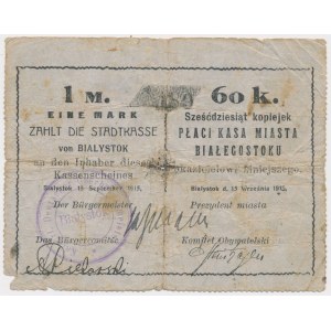 Białystok, 1 Mk = 60 kop 1915 - stempel tekstowy