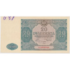 20 złotych 1946 - B 0000000 - bez nadruków