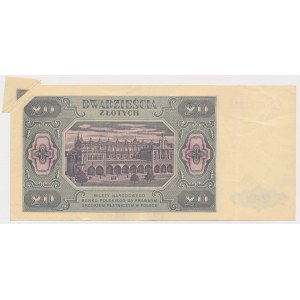 BŁĘDODRUK 20 złotych 1948 - błąd druku i cięcia