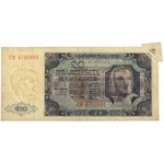BŁĘDODRUK 20 złotych 1948 - błąd druku i cięcia