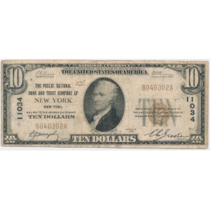USA, 10 dollars 1929, National Currency, New York, Public Bank #11034