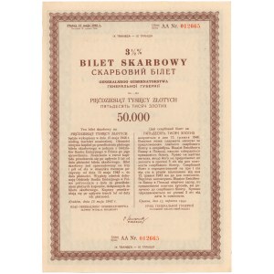 Okupacja, Bilet Skarbowy Em.9 Litera AA 50.000 zł 1943